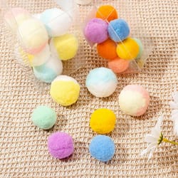 interactive soft pom-pom cat toy balls – 12-piece multi-color play set