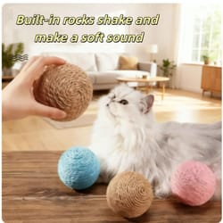 natural sisal interactive scratching ball – durable kitten teething & cleaning toy