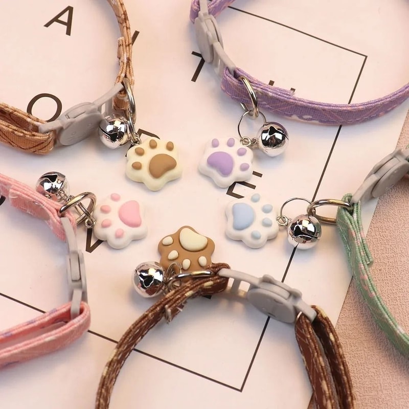 Footprint Pattern Breakaway Cat Collar Adjustable Safety Ring For Kittens Puppies 3
