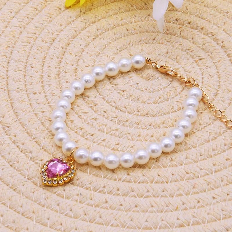 Exquisite Pearl Cat Necklace Adjustable Luxury Jewelry Collar For Kittens Small Pets 11