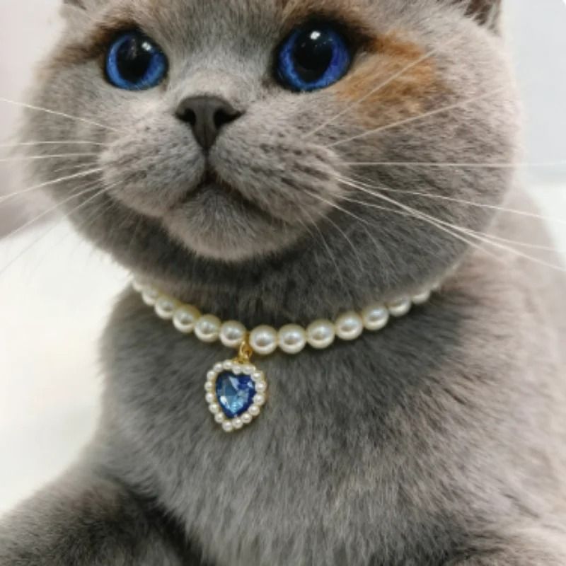 Exquisite Pearl Cat Necklace Adjustable Luxury Jewelry Collar For Kittens Small Pets 2