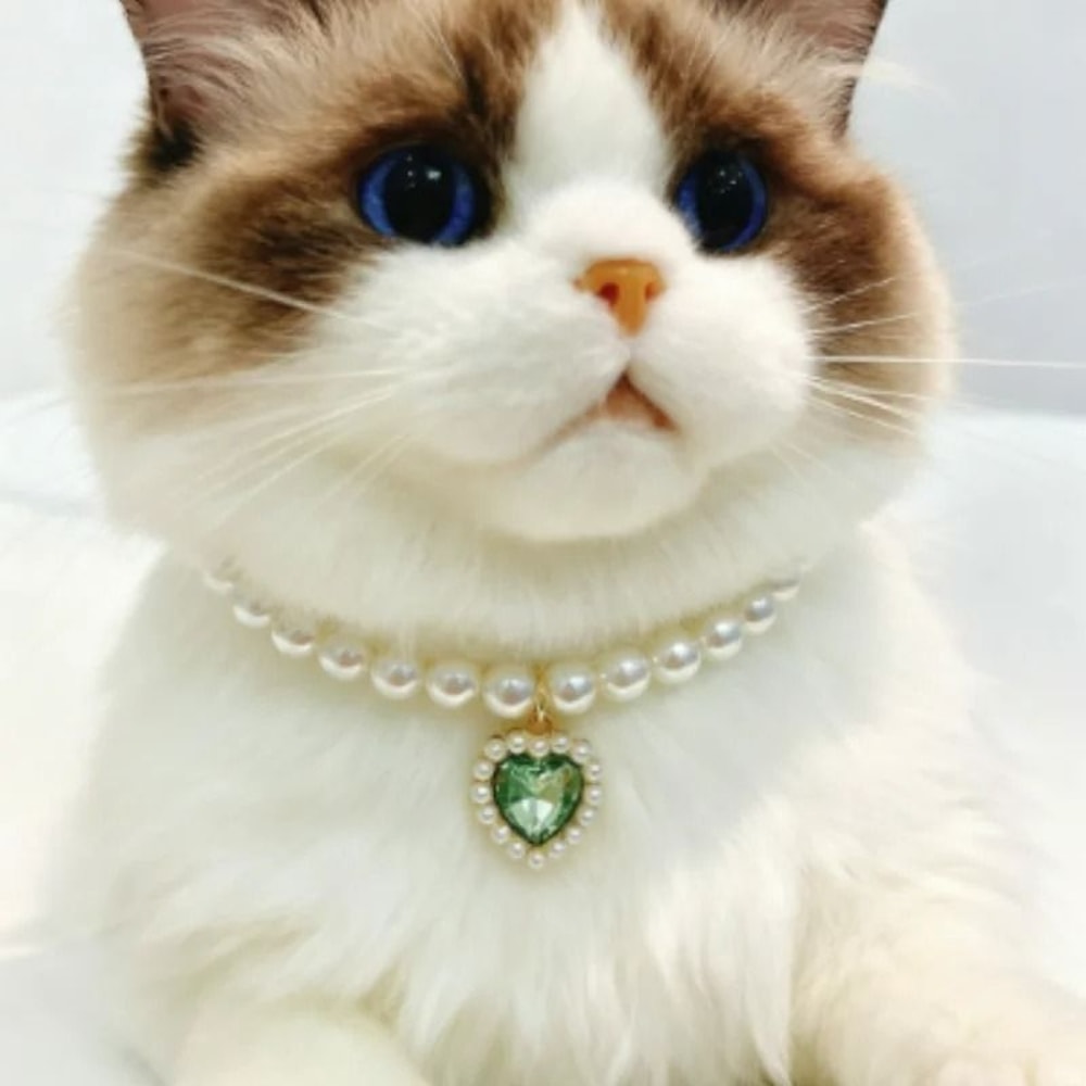 Exquisite Pearl Cat Necklace Adjustable Luxury Jewelry Collar For Kittens Small Pets 4