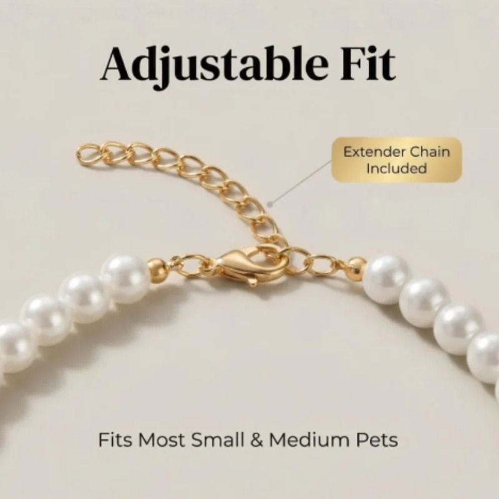 Exquisite Pearl Cat Necklace Adjustable Luxury Jewelry Collar For Kittens Small Pets 6