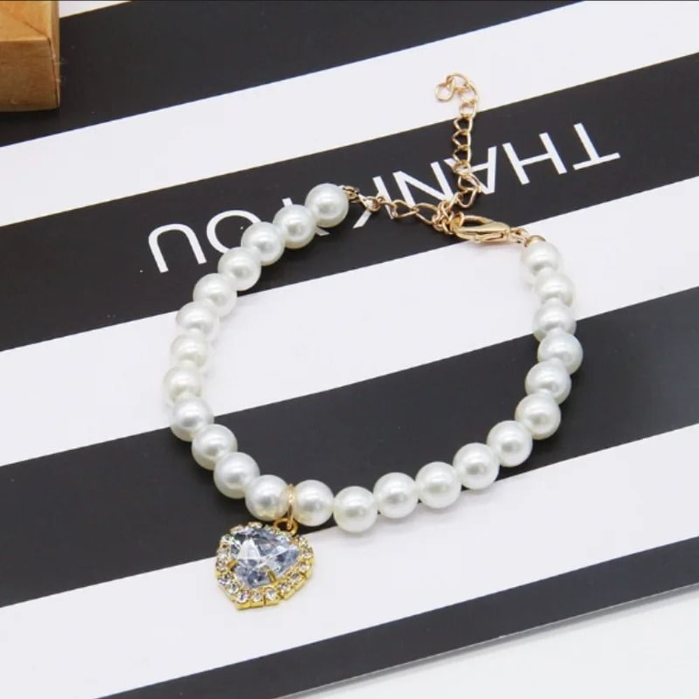 Exquisite Pearl Cat Necklace Adjustable Luxury Jewelry Collar For Kittens Small Pets 14