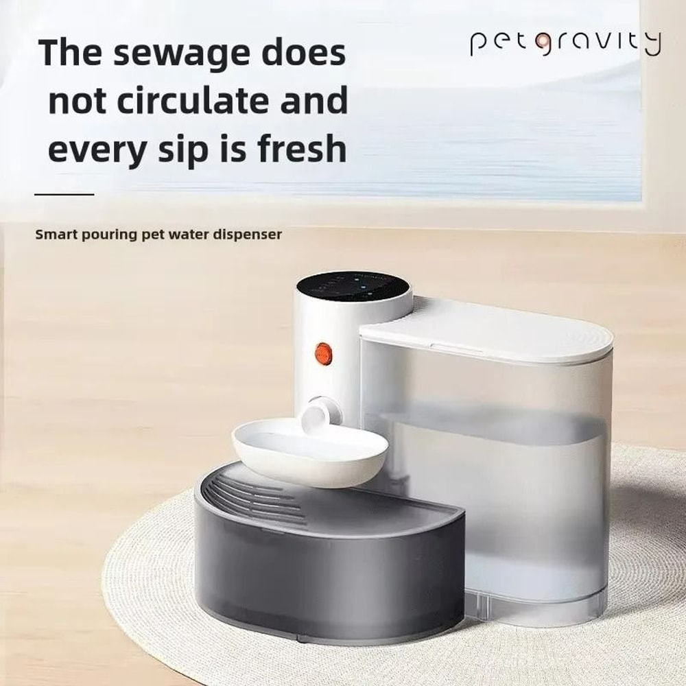 Smart Tipping Automatic Pet Water Fountain 3L Wireless Rechargeable Dispenser Stainless Steel Edit 2