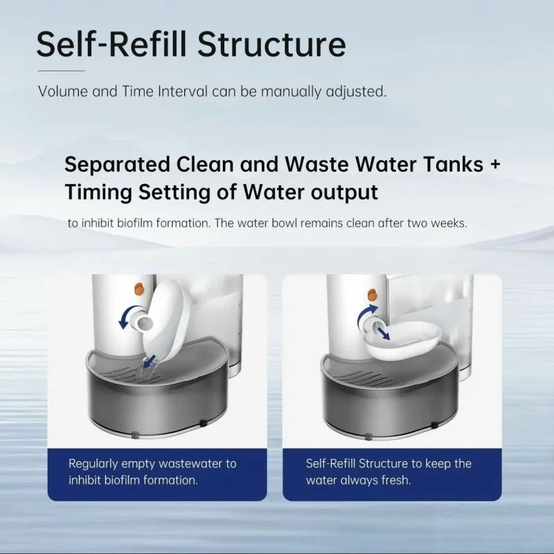 Smart Tipping Automatic Pet Water Fountain 3L Wireless Rechargeable Dispenser Stainless Steel Edit 4