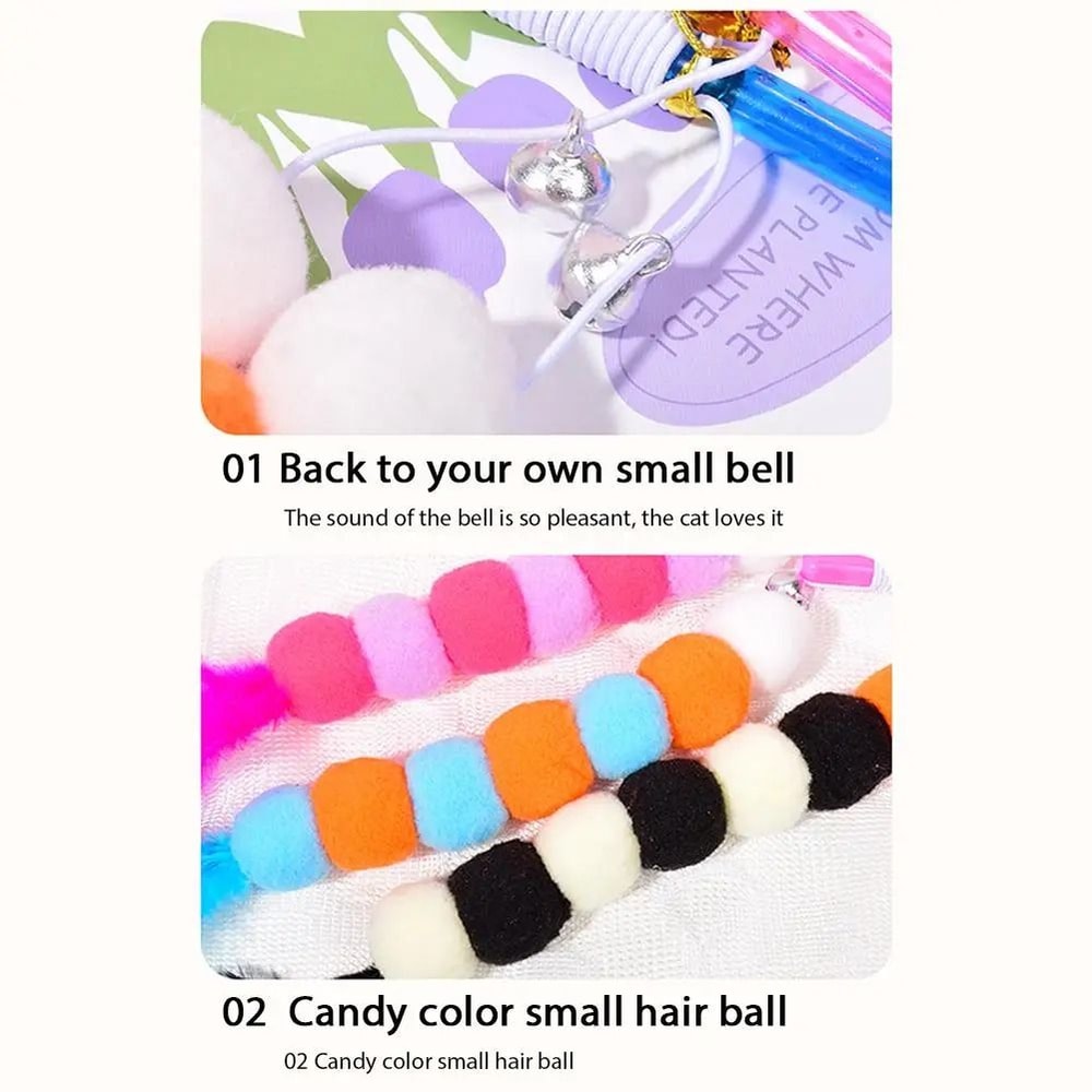 Caterpillar Elastic Cat Teaser Stick ScratchResistant Interactive Hunter Toy 5