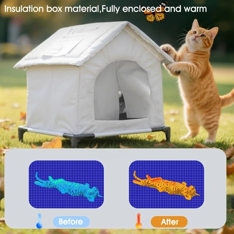 Weatherproof Insulated Outdoor Cat Shelter Foldable Winter Haven For Feral Pets 3