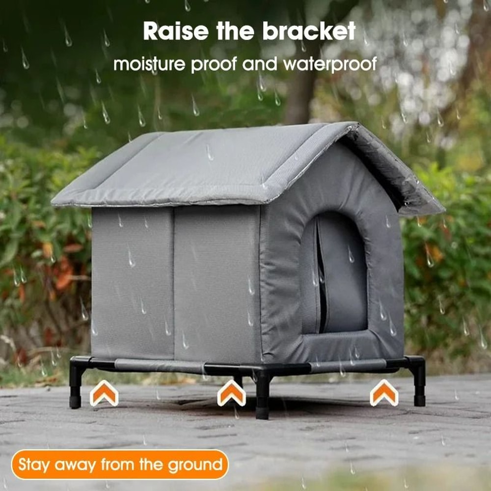 Weatherproof Insulated Outdoor Cat Shelter Foldable Winter Haven For Feral Pets 4