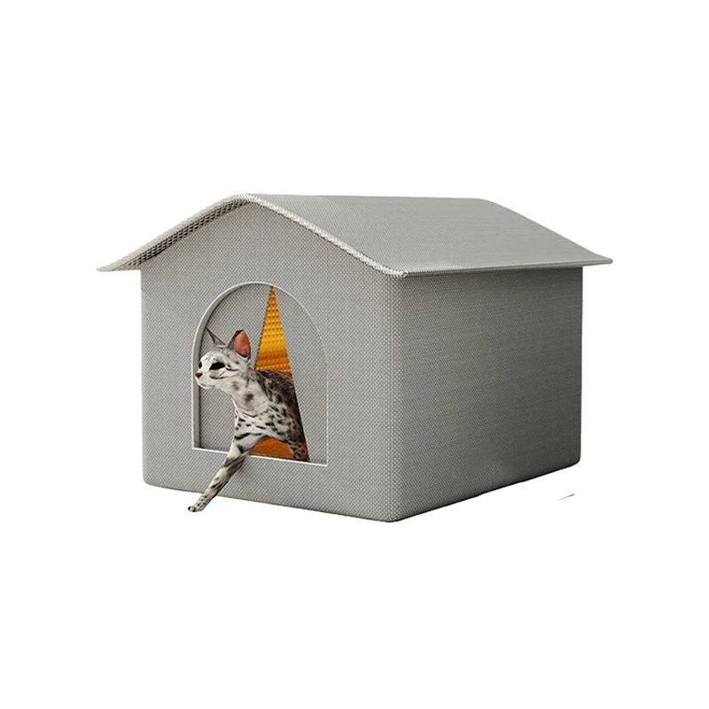 Weatherproof Insulated Outdoor Cat Shelter Foldable Winter Haven For Feral Pets 7