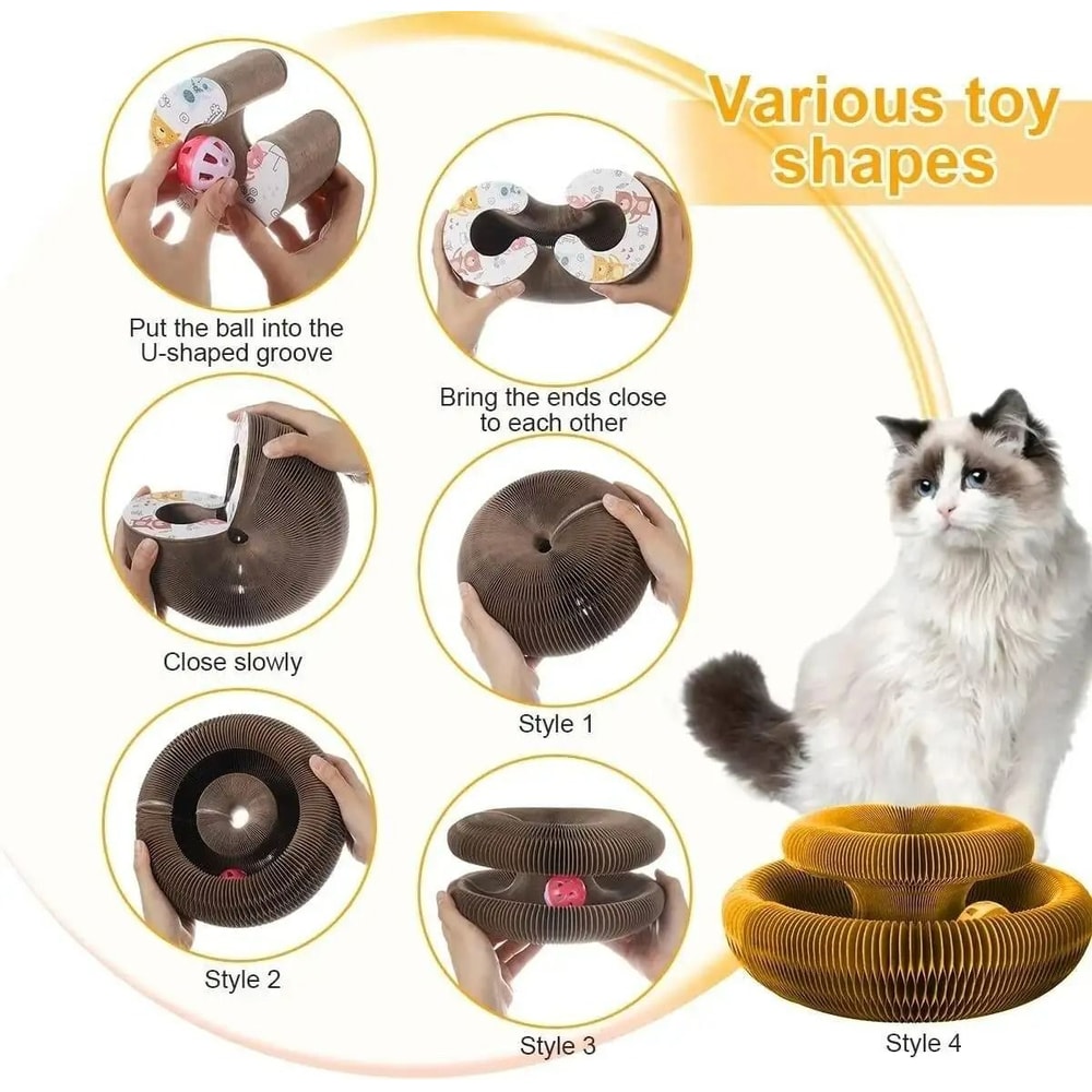 Magic Organ Accordion Cat Scratcher Foldable 2in1 Interactive Scratching Toy 5