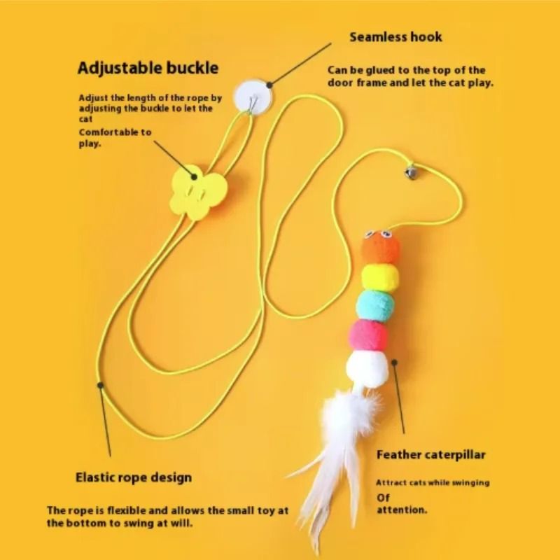 Hanging Doorway Elastic Teaser HandsFree Interactive Swing Pounce Toy 4