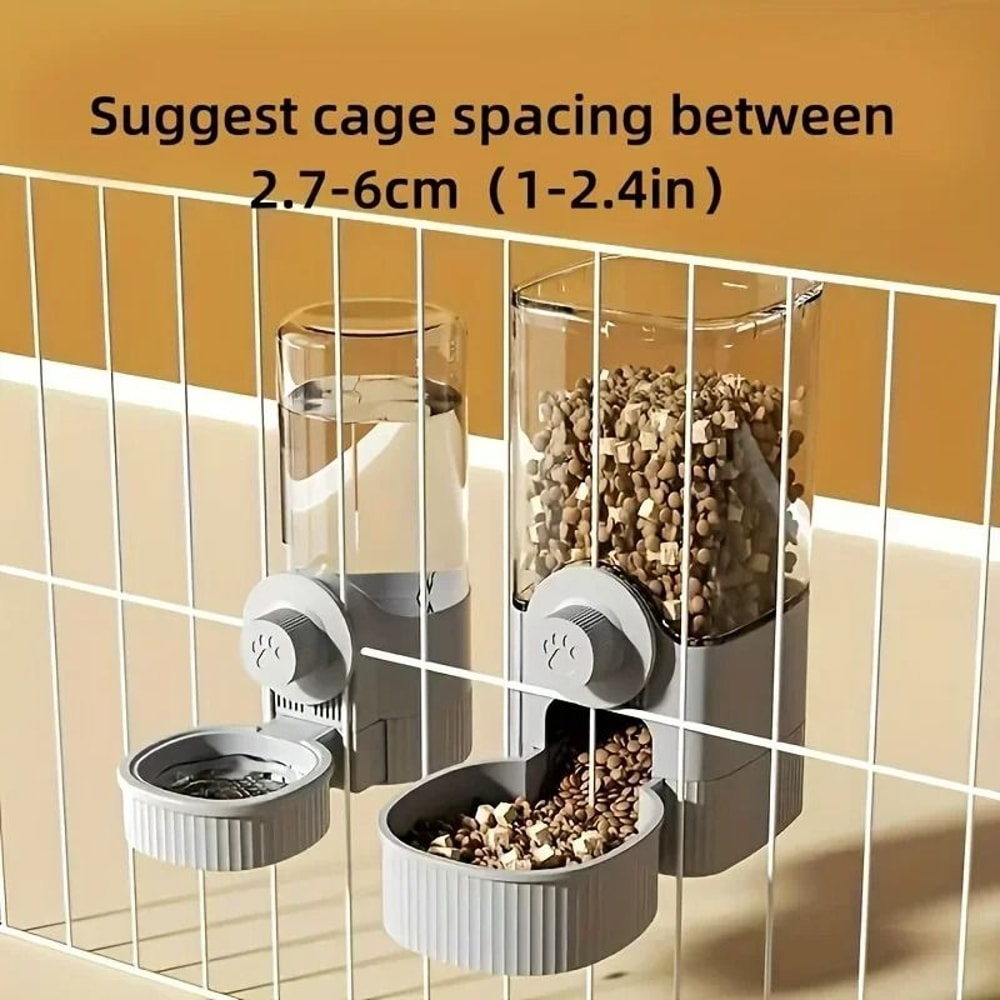 Hanging Cage Automatic Pet Feeder Waterer Set GravityFed Dispenser For Cats Dogs 2