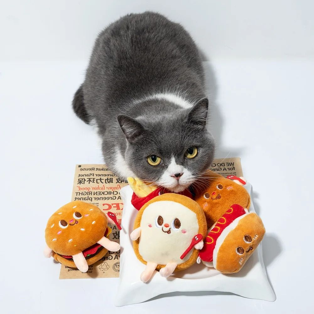 Fast Food Plush Catnip Toys Interactive BiteSized Teething Grinding Toys 1