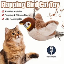 rechargeable flapping bird cat toy – motion-activated chirping & cuddle toy