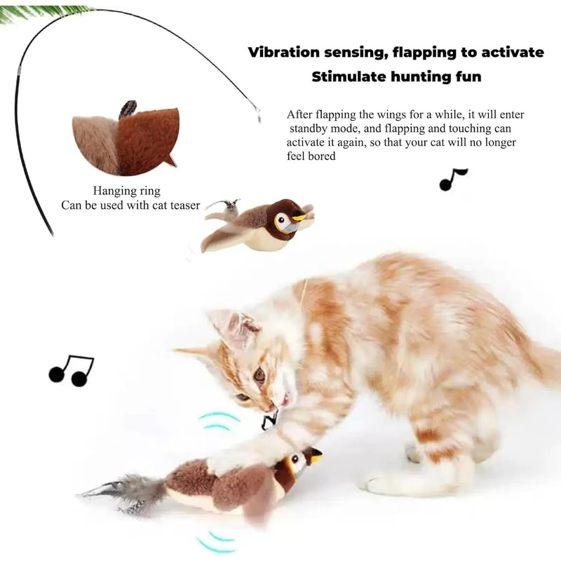 Rechargeable Flapping Bird Cat Toy MotionActivated Chirping Cuddle Toy 3
