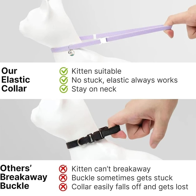 Elastic Safety Cat Collar Lightweight Stretch Comfort For Kittens Adult Cats 3