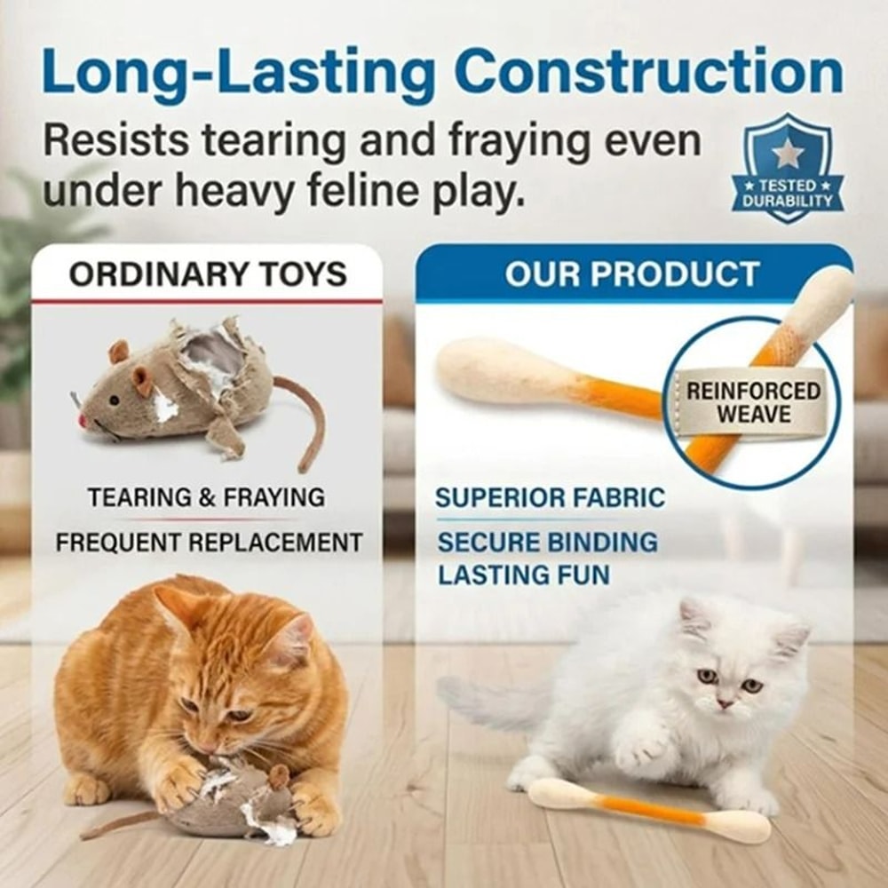 Oversized Cotton Swab Cat Kicker 6Piece Set Durable Felt Teething Wrestling Toys 4