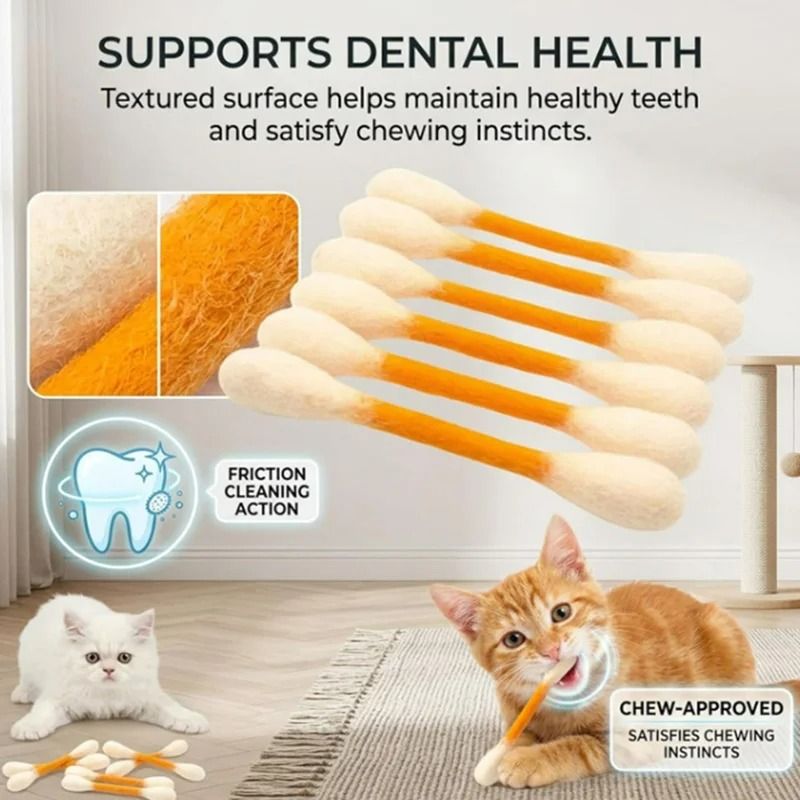 Oversized Cotton Swab Cat Kicker 6Piece Set Durable Felt Teething Wrestling Toys 5