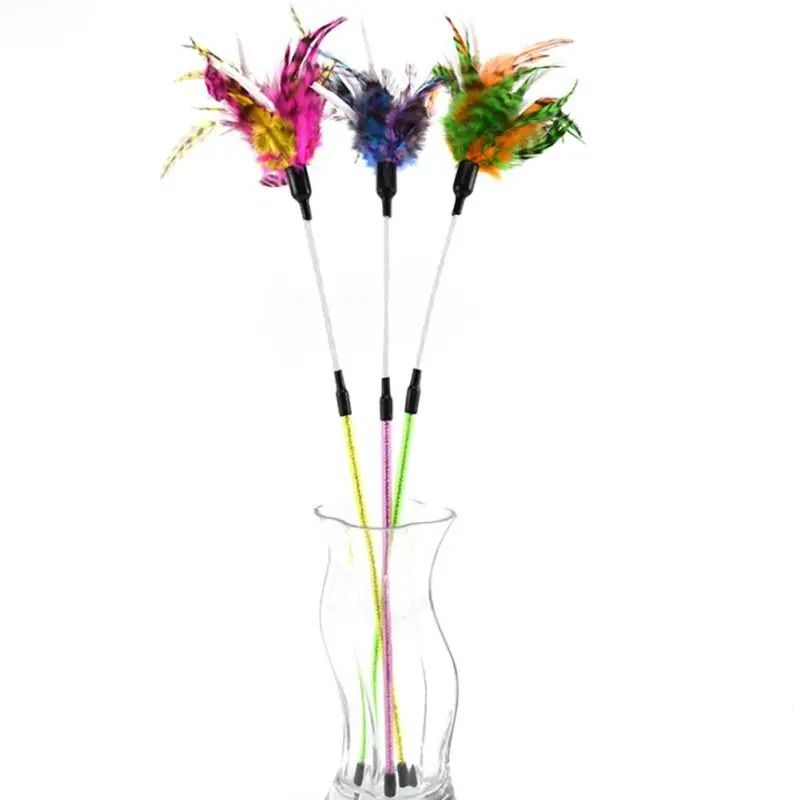 Spiral Feather Teaser Wand Flexible Interactive Pounce Chase Toy 4