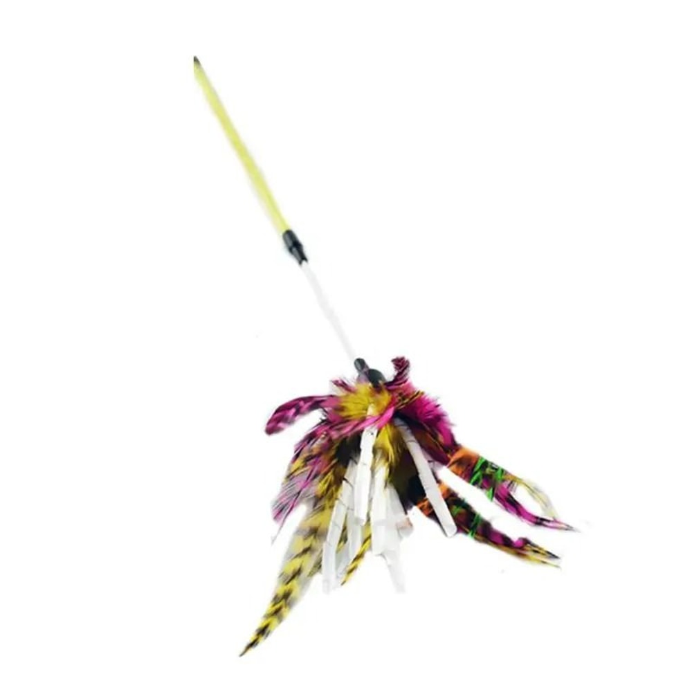 Spiral Feather Teaser Wand Flexible Interactive Pounce Chase Toy 6
