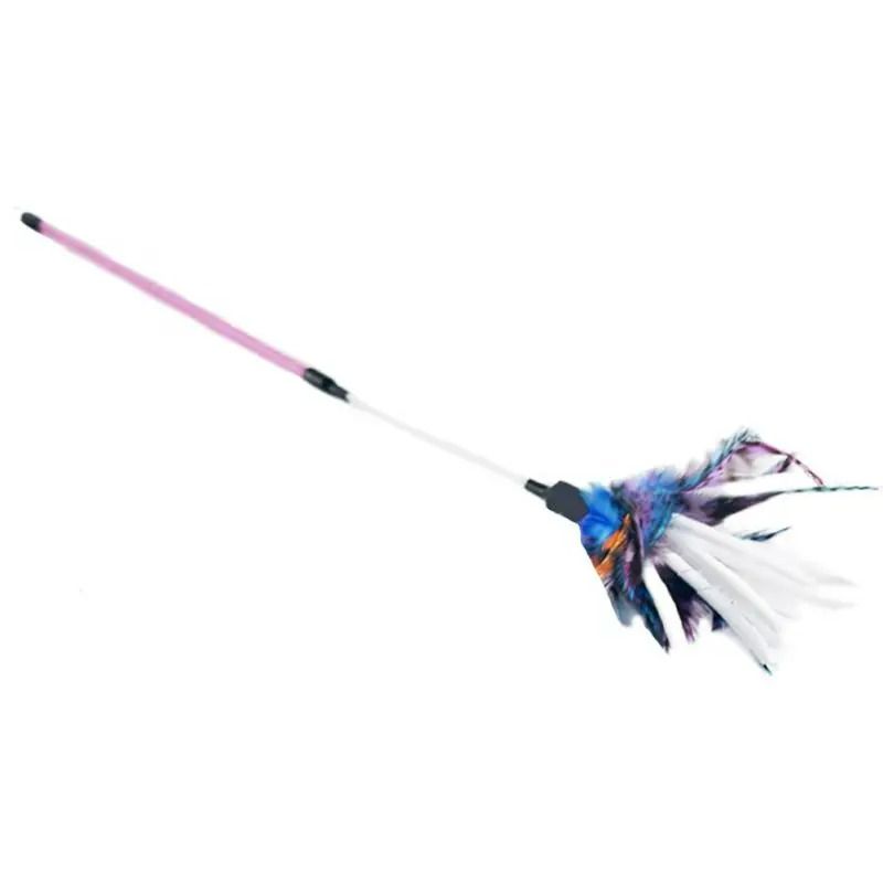 Spiral Feather Teaser Wand Flexible Interactive Pounce Chase Toy 7