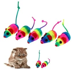 5-piece squeaky plush mice set – colorful interactive pounce & prey cat toys