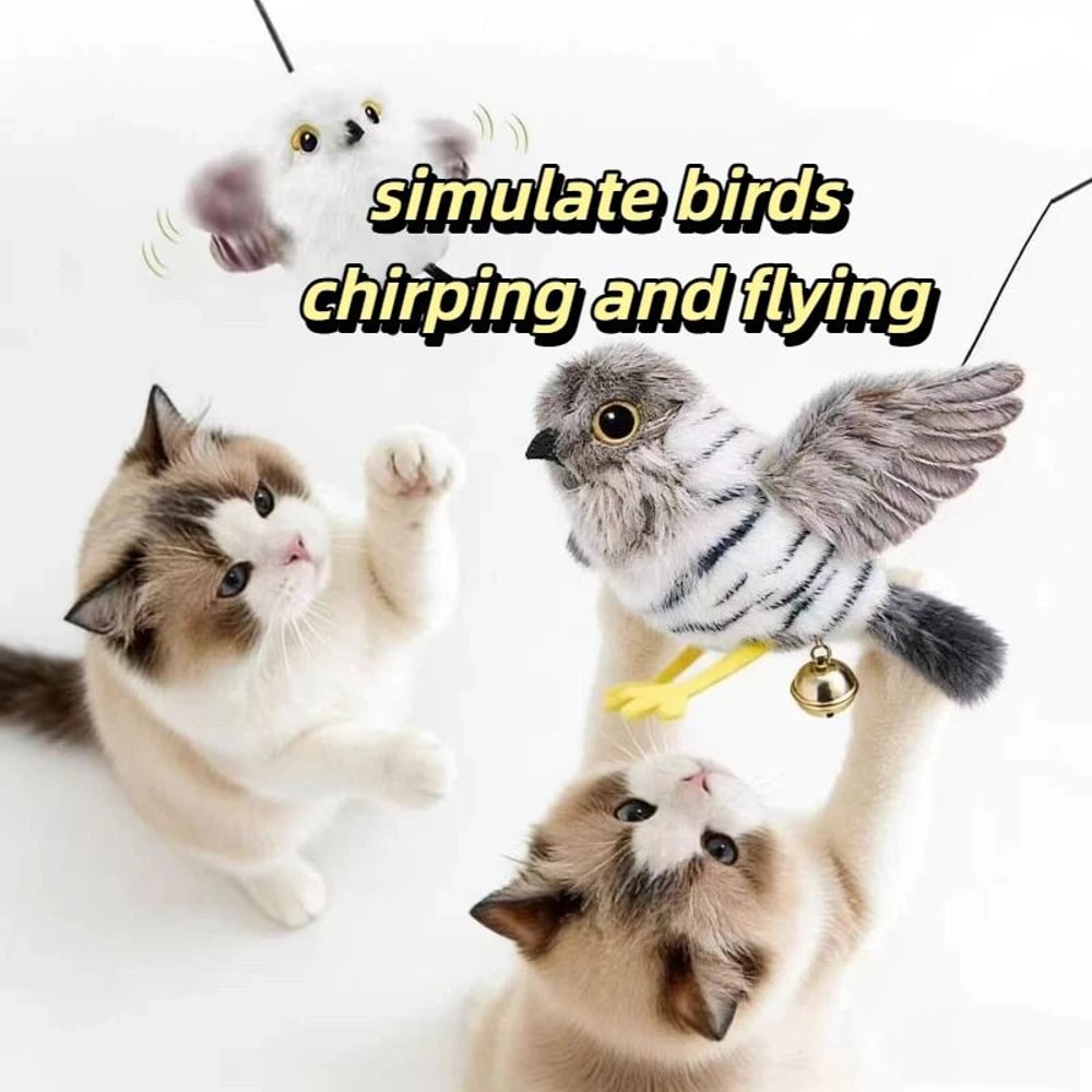 Smart TouchActivated Flapping Bird Interactive USB Rechargeable Sound Motion Cat Toy 1