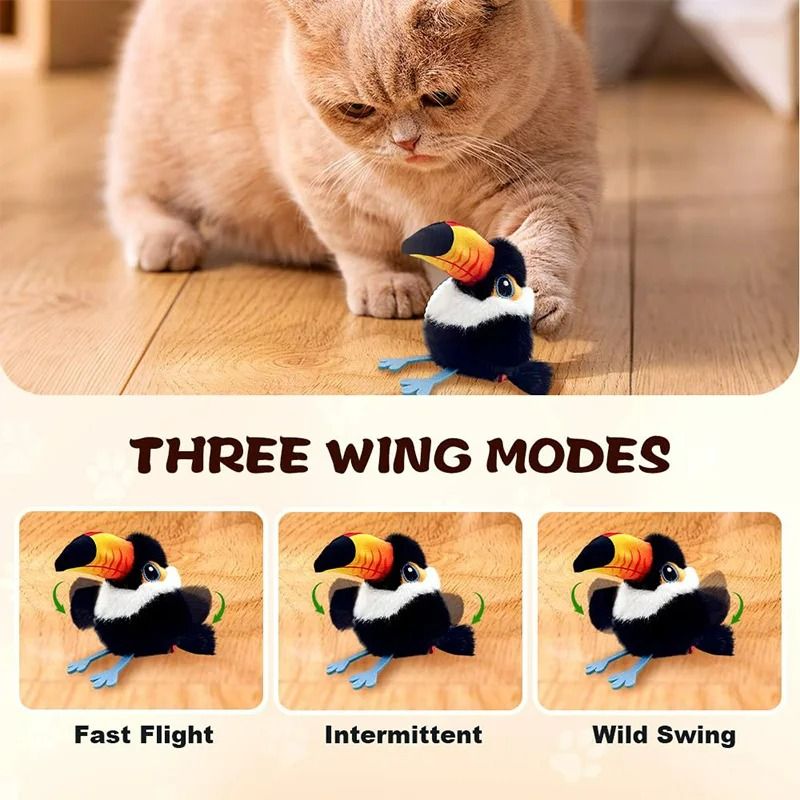 Smart TouchActivated Flapping Bird Interactive USB Rechargeable Sound Motion Cat Toy 4