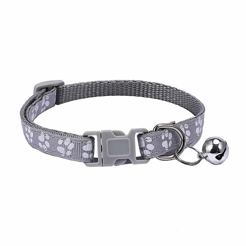 Adjustable Footprint Print Pet Collar Lightweight QuickRelease Safety Necklace With Crisp Bell 13