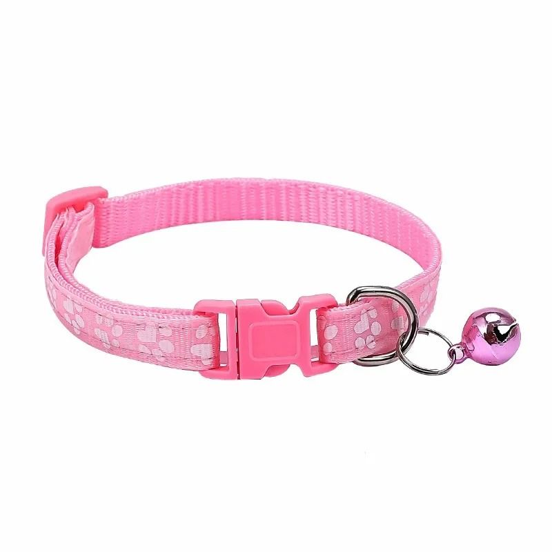 Adjustable Footprint Print Pet Collar Lightweight QuickRelease Safety Necklace With Crisp Bell 16