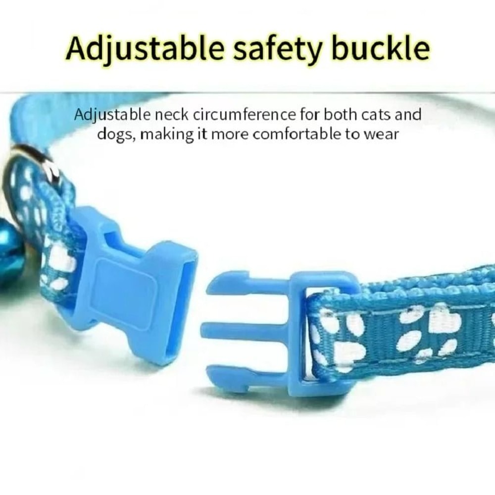 Adjustable Footprint Print Pet Collar Lightweight QuickRelease Safety Necklace With Crisp Bell 4