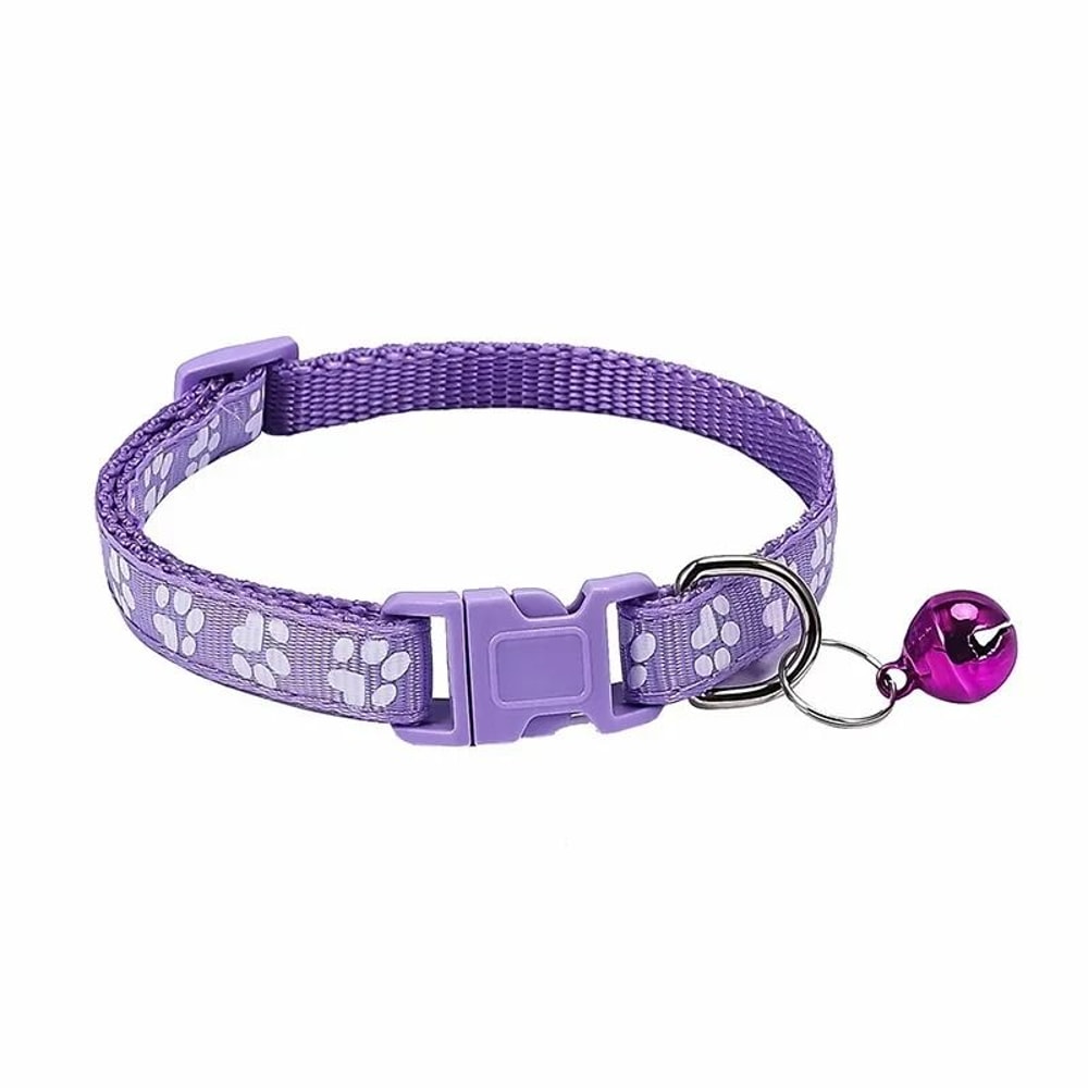 Adjustable Footprint Print Pet Collar Lightweight QuickRelease Safety Necklace With Crisp Bell 7