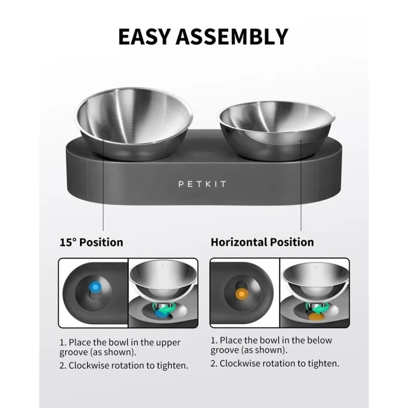 Adjustable Elevated Dual Pet Bowl Ergonomic 304 Stainless Steel Food Water Feeder 4