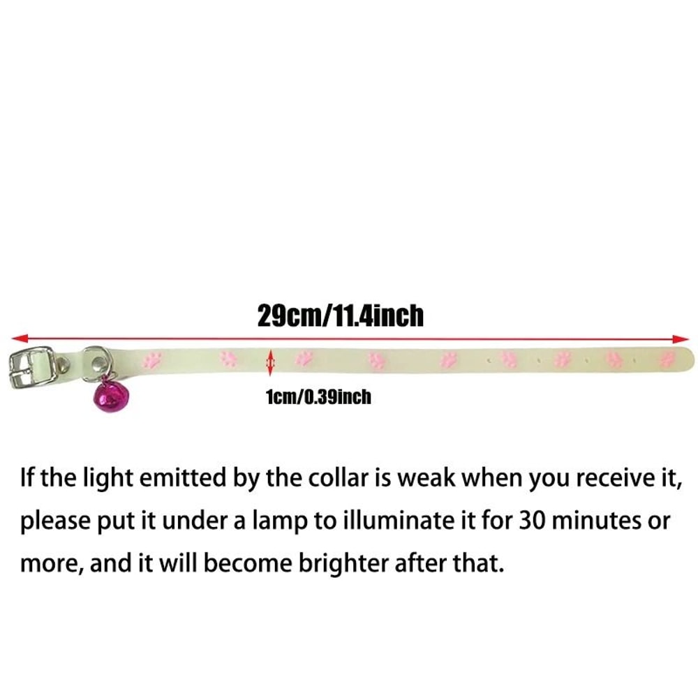 Luminous GlowintheDark Cat Collar Adjustable Safety Necklace With Cute Footprint Charms 1