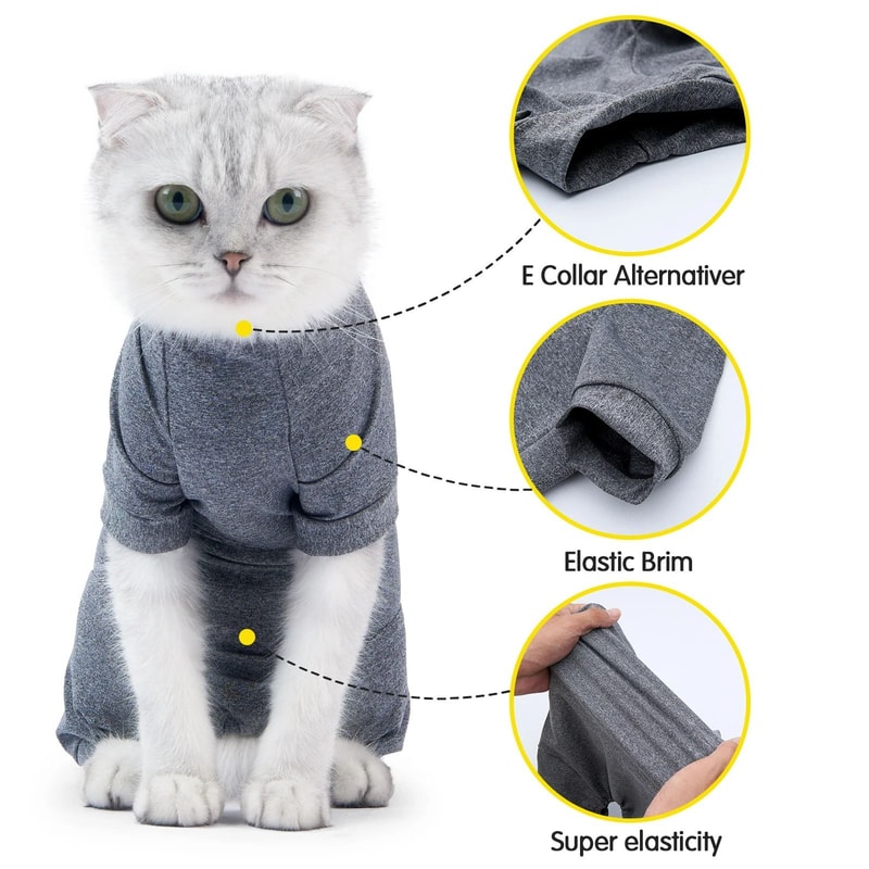 Breathable Cotton Cat Recovery Suit AntiLicking PostSurgery Medical Vest Weaning Onesie 4