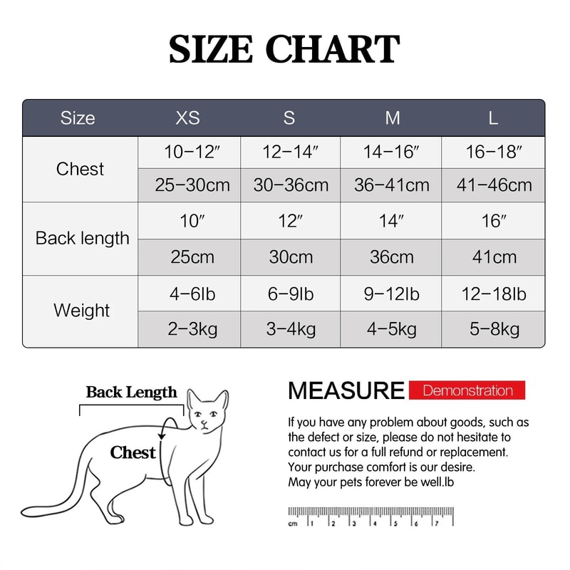 Breathable Cotton Cat Recovery Suit AntiLicking PostSurgery Medical Vest Weaning Onesie 6