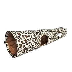 collapsible leopard print cat tunnel – 2-way crinkly interactive play tube for kittens & rabbits
