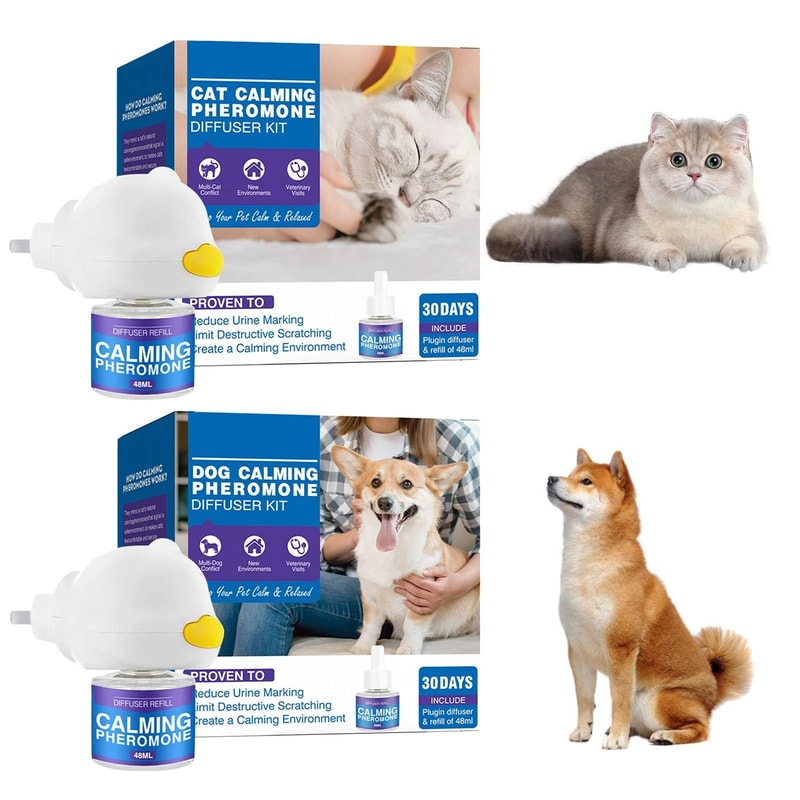 48ML Calming Pheromone Diffuser Kit LongLasting Electric Stress Relief PlugIn For Cats Dogs 0