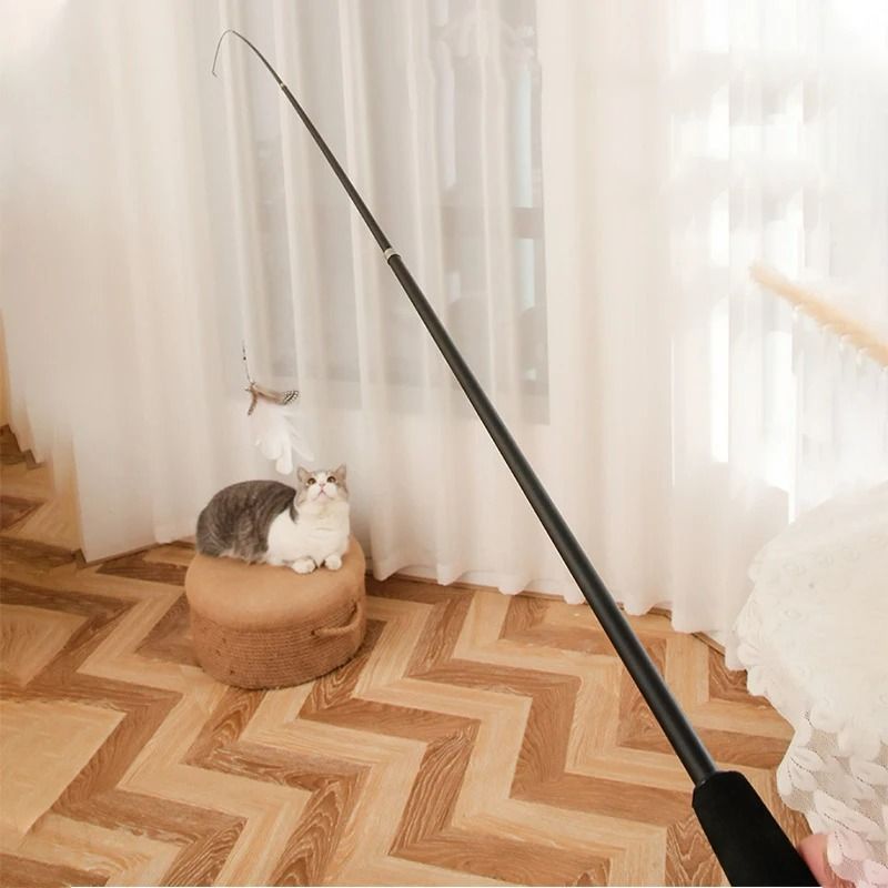 18m Telescopic Fishing Rod Cat Teaser ExtraLong BiteResistant Interactive Feather Wand 4