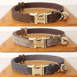 personalized bowtie cat collar – custom engraved nameplate safety necklace with bell for kittens & small dogs