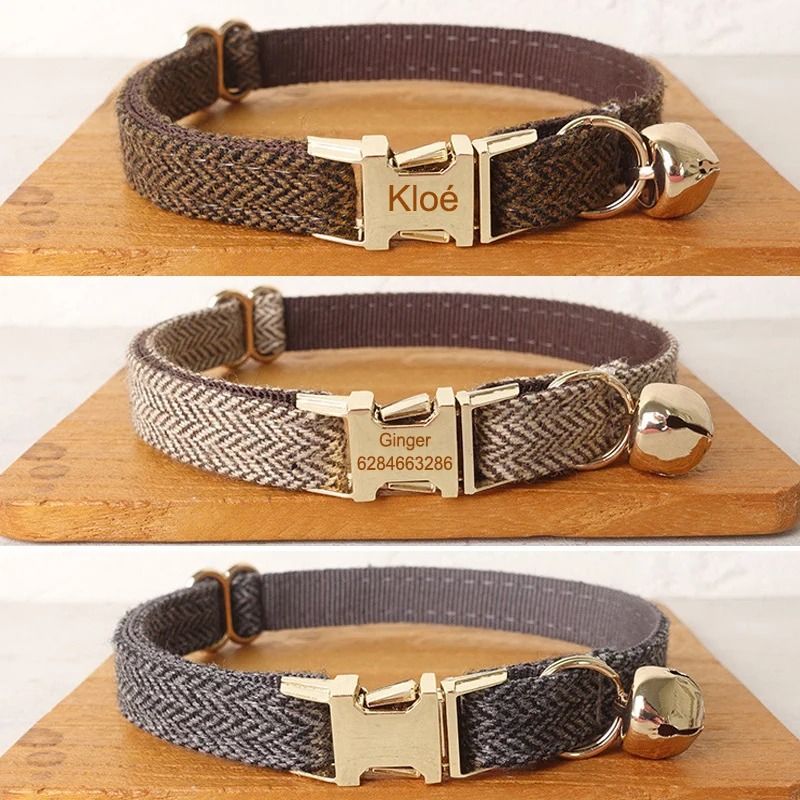 Personalized Bowtie Cat Collar Custom Engraved Nameplate Safety Necklace With Bell For Kittens Sm 0