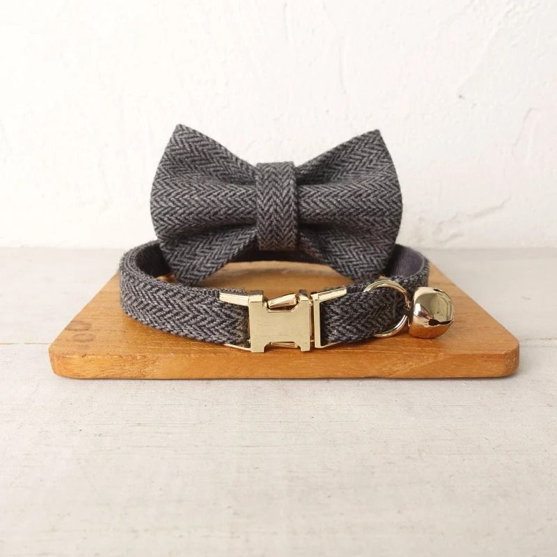 Personalized Bowtie Cat Collar Custom Engraved Nameplate Safety Necklace With Bell For Kittens Sm 1