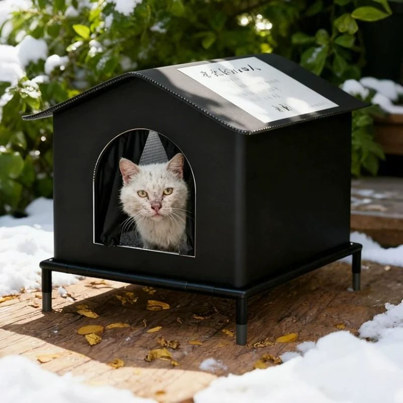 AllSeason Waterproof Outdoor Cat Shelter Insulated Thermal Stray Pet House With HeavyDuty Supporti 11