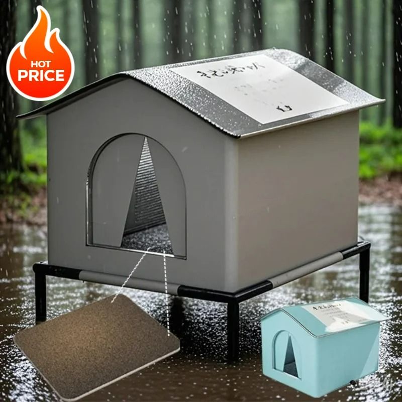 AllSeason Waterproof Outdoor Cat Shelter Insulated Thermal Stray Pet House With HeavyDuty Supporti 1