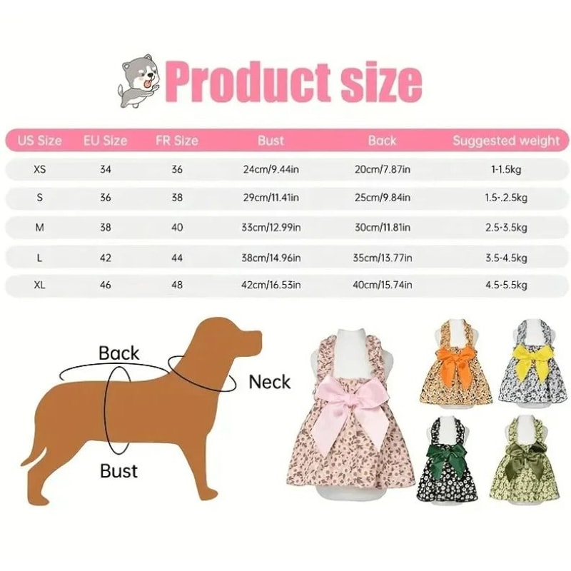 Romantic Floral Pet Summer Dress Charming Bowknot Party Outfit For Cats Small Dogs 2
