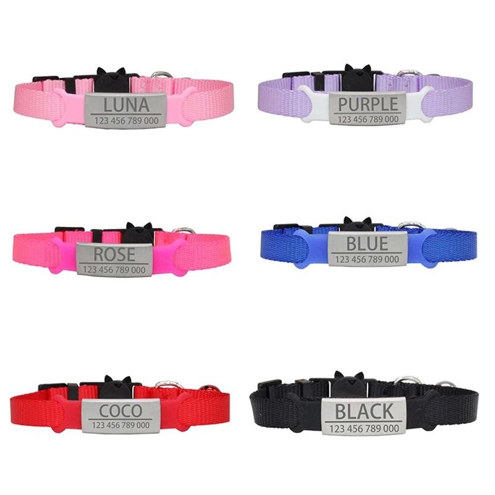 Customized Personalized ID Breakaway Cat Collar With LaserEngraved Safety Plate 6