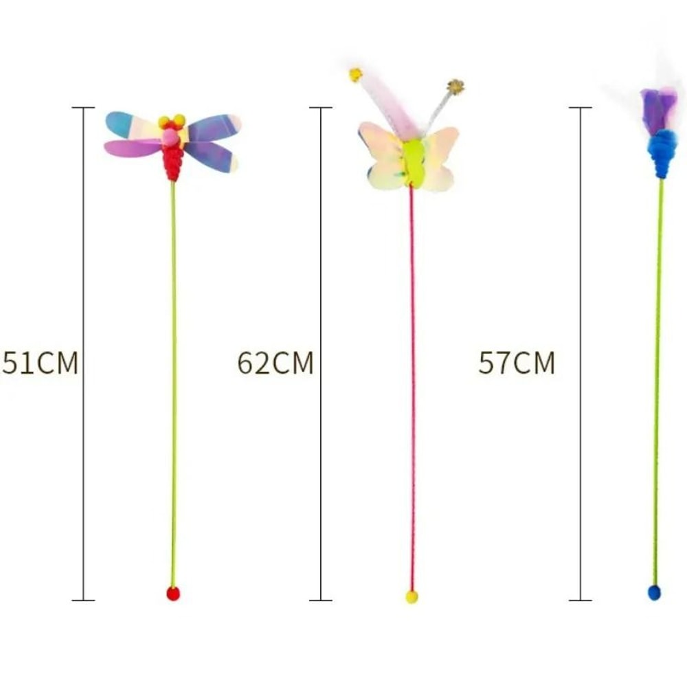 Interactive Insect Feather Cat Teaser Wand With Soft Wool Ball Accent 5