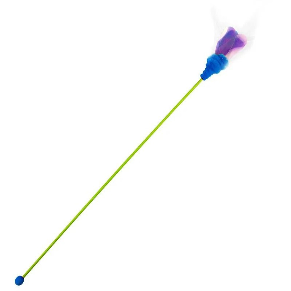Interactive Insect Feather Cat Teaser Wand With Soft Wool Ball Accent 6
