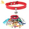 Colorful Adjustable Leather Pet Collar With Metallic Safety Bell 1